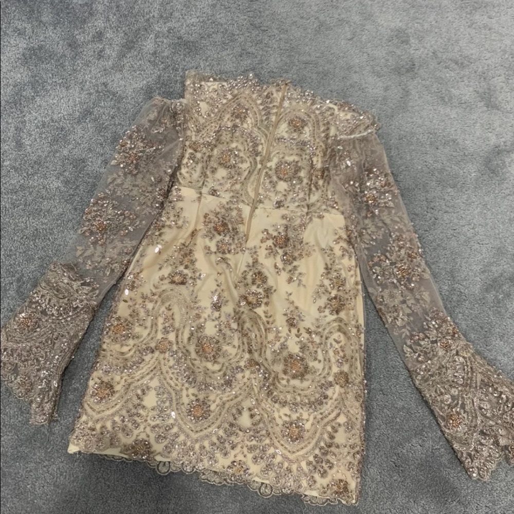 Champagne nude color custom made dress